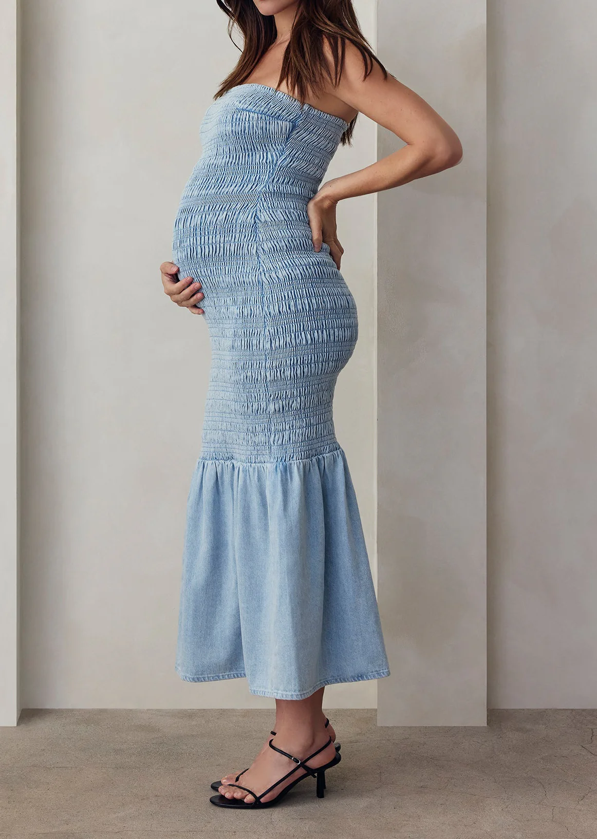 Denim Smocked Dress - Image 3