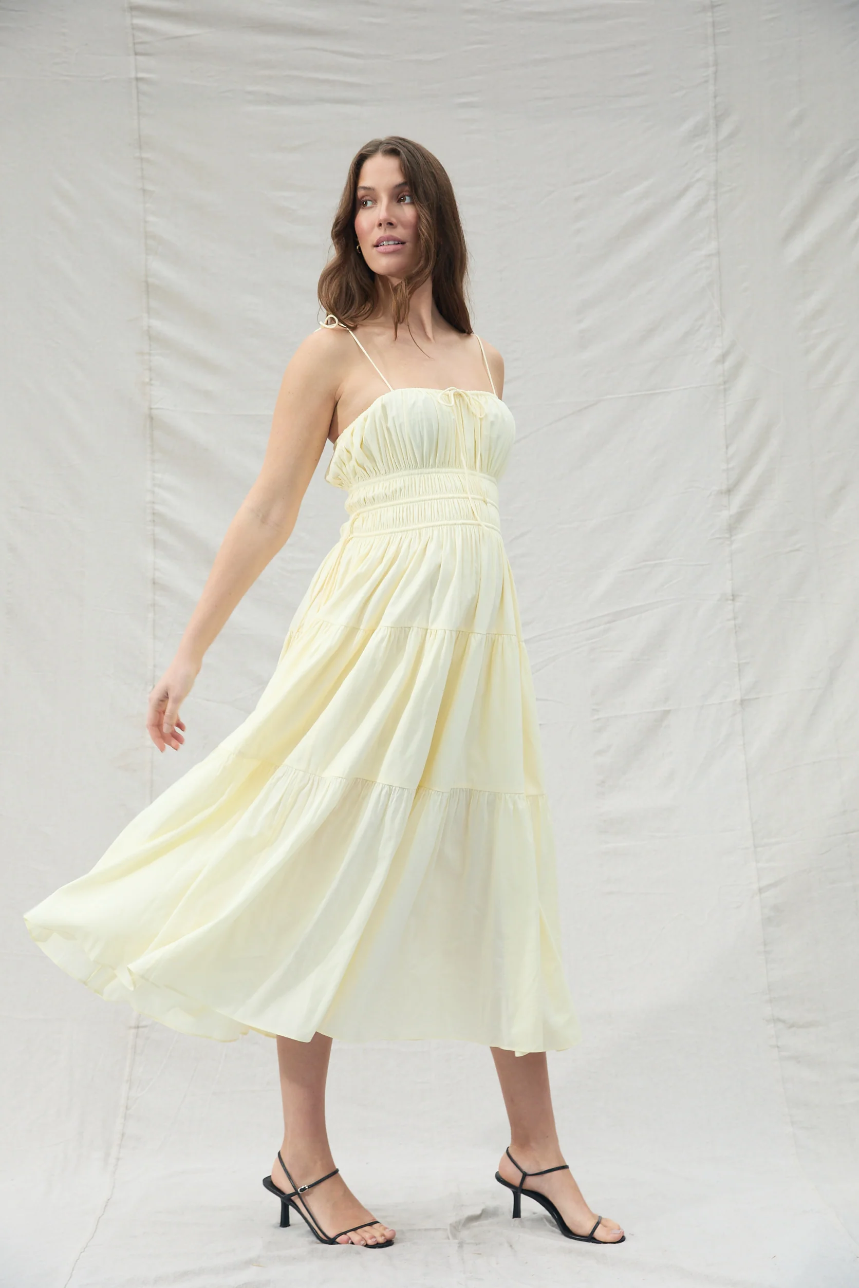 Shirred Midi Poplin Dress - Image 10