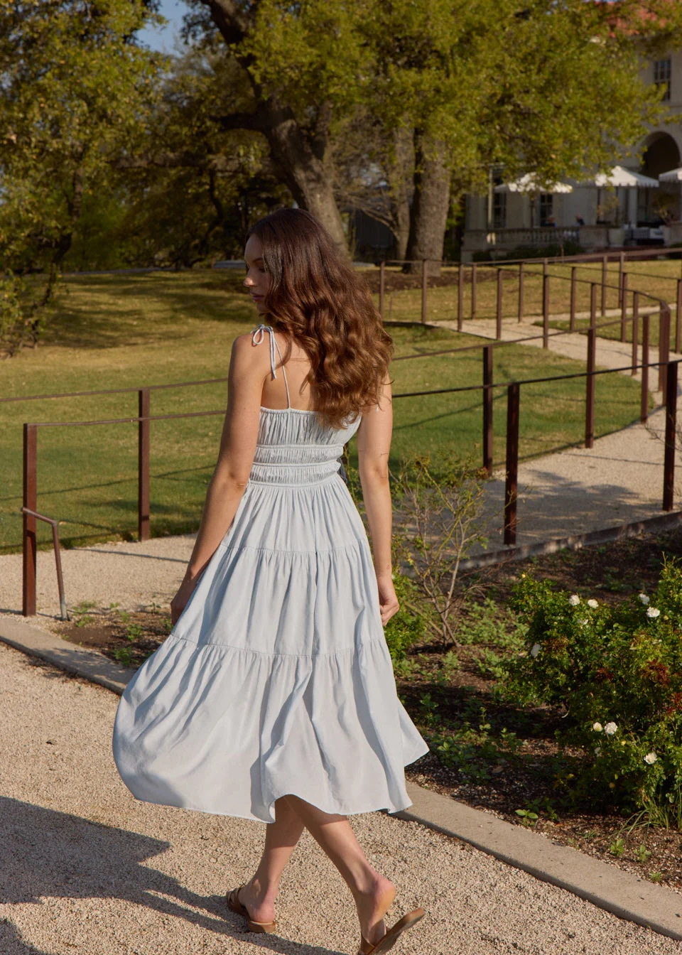 Shirred Midi Poplin Dress - Image 2