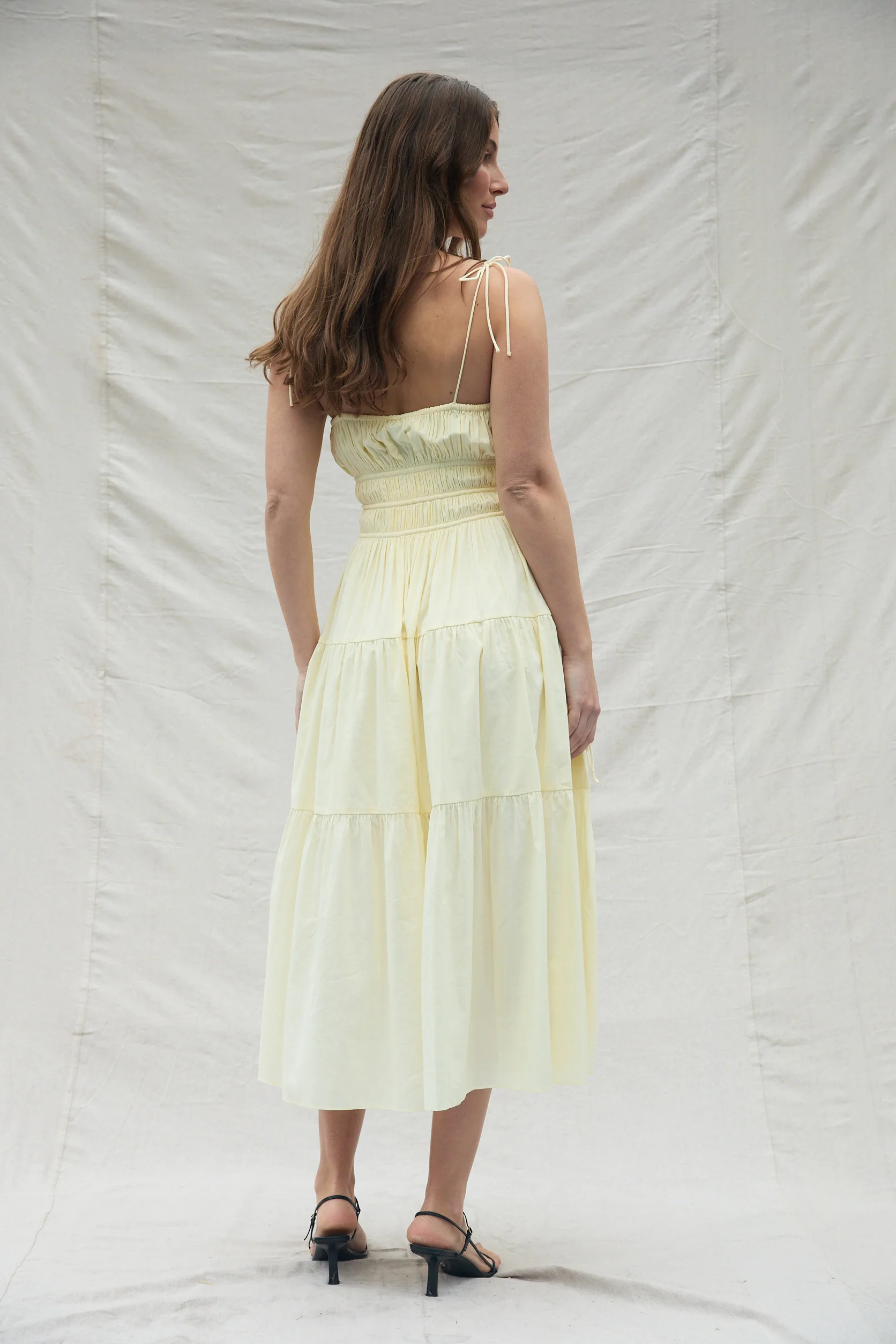 Shirred Midi Poplin Dress - Image 8