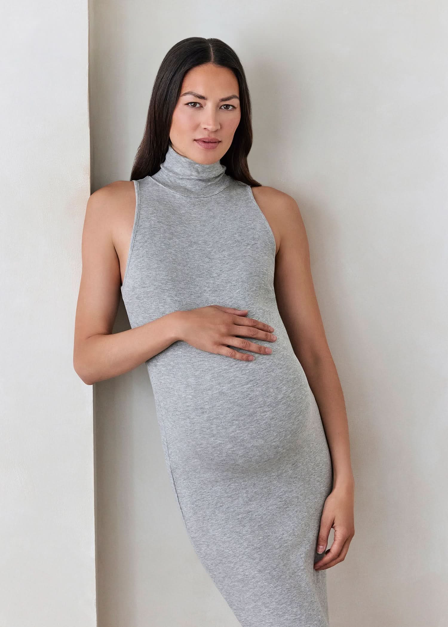 Soft Rib Turtleneck Sleeveless Dress - Image 3