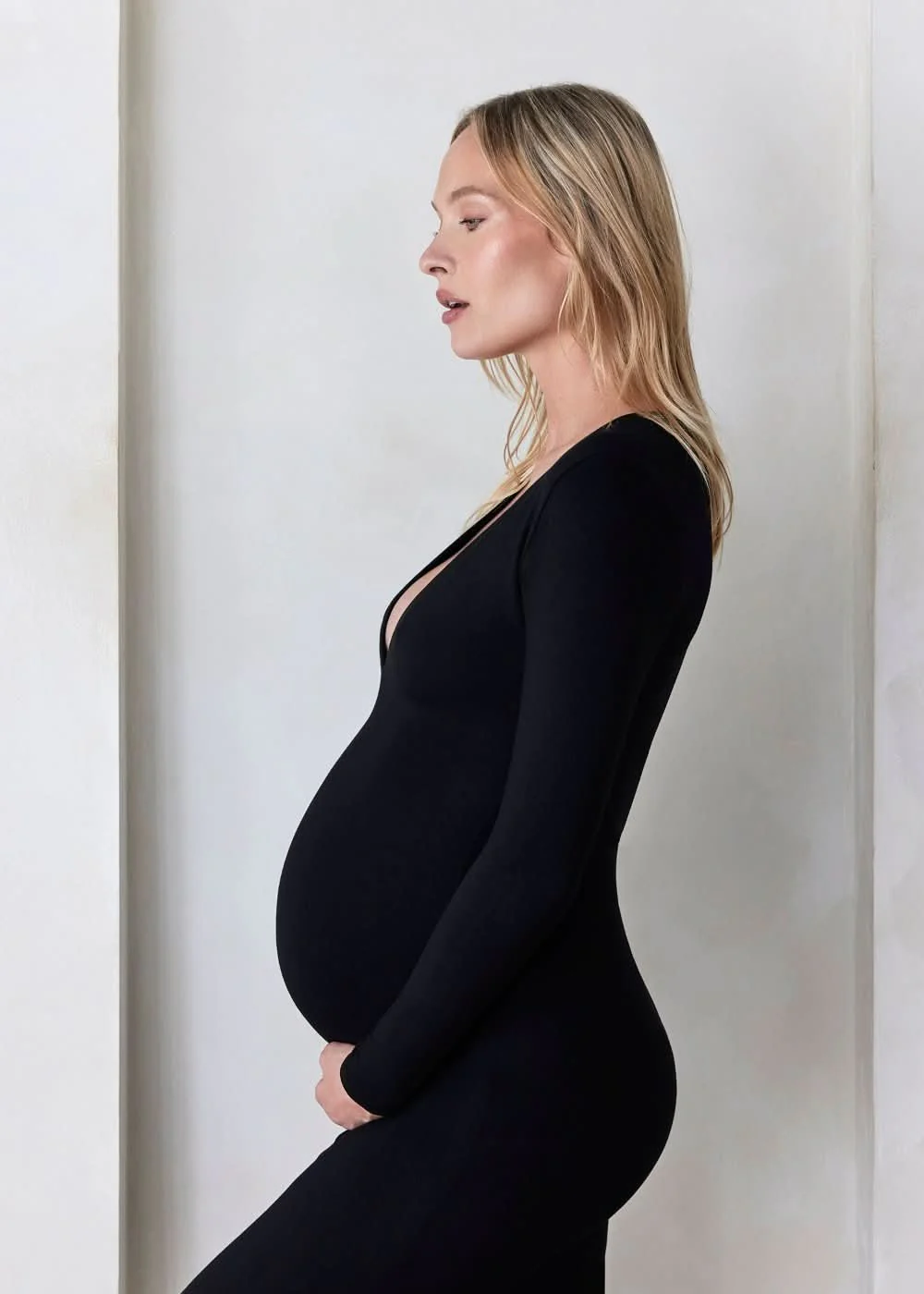 The Long Sleeve V Neck Evening Maternity Dress - Image 2