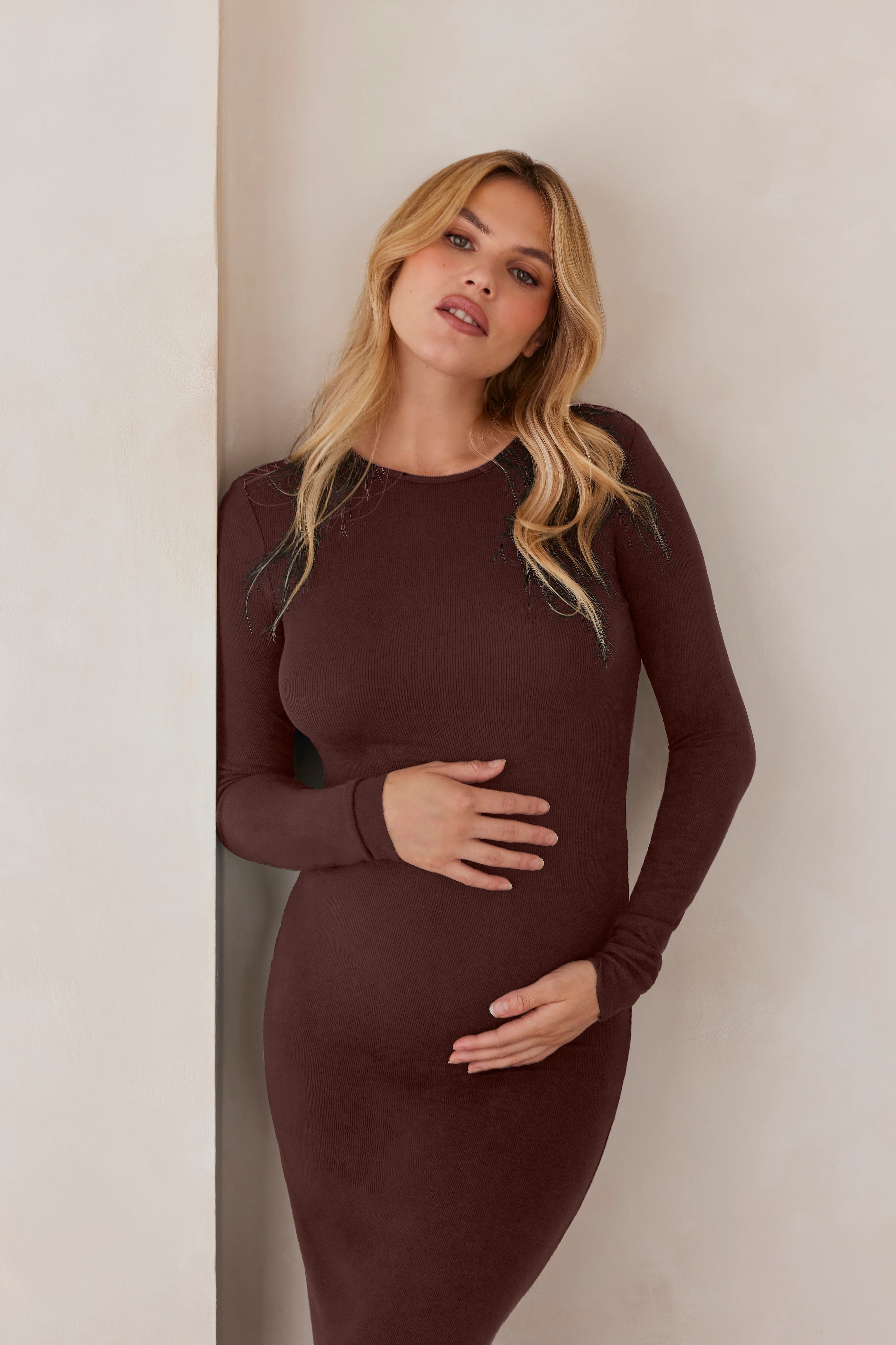 Soft Rib Maxi Long Sleeve Dress - Image 15