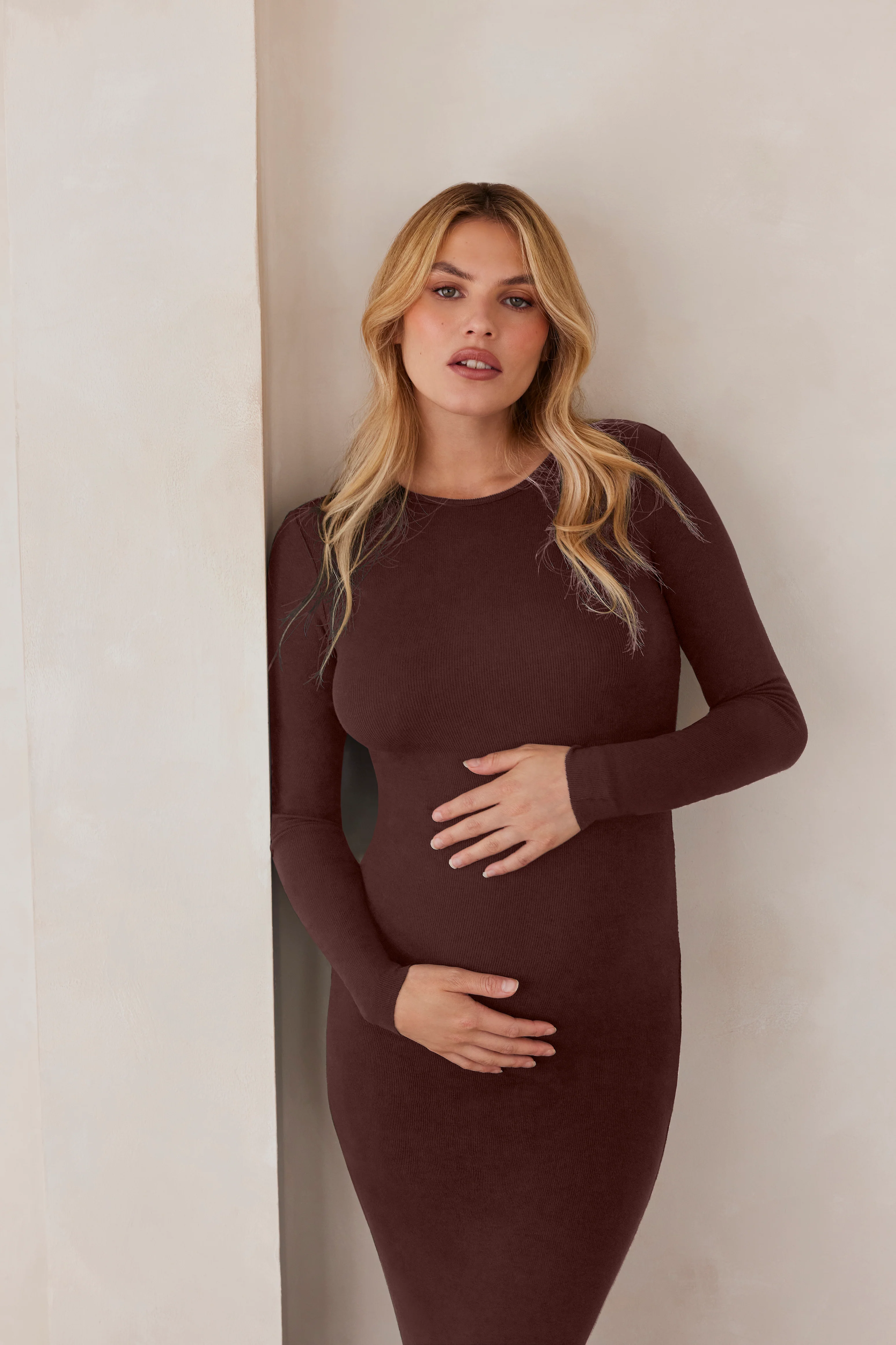 Soft Rib Maxi Long Sleeve Dress - Image 17