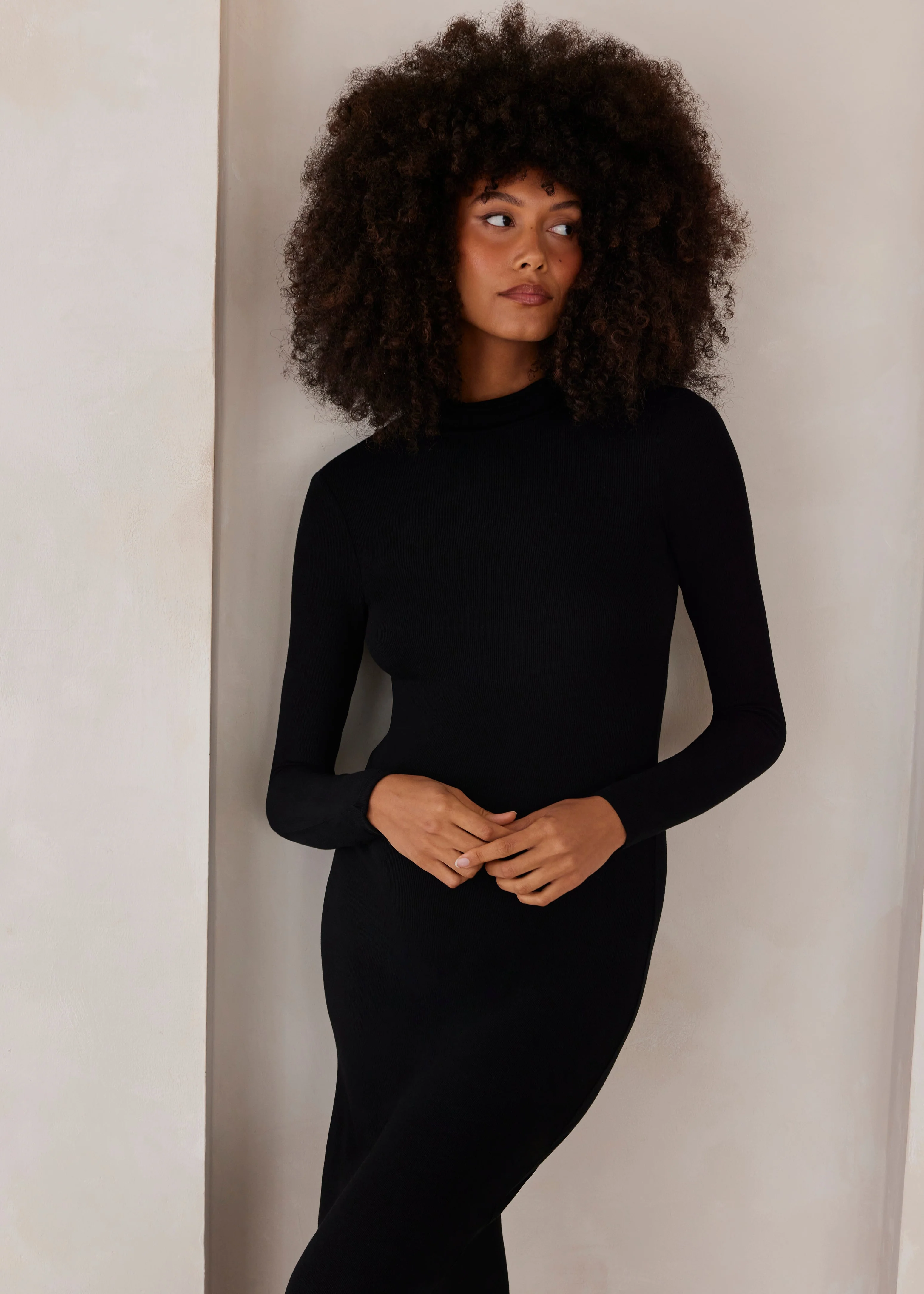Soft Rib Maxi Long Sleeve Dress - Image 3